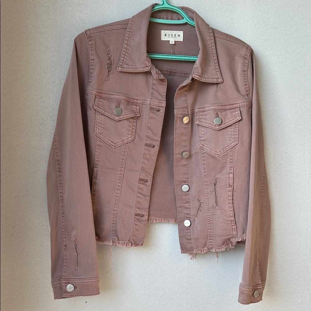 Risen Women’s Mauve Distressed Denim Jacket